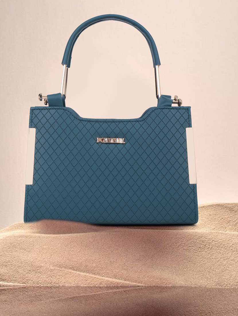 teal textured handbag