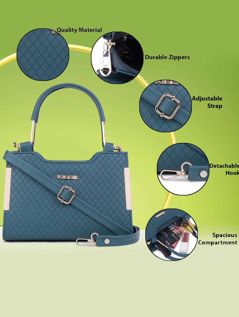 teal textured handbag - 21060903 - Standard Image - 4