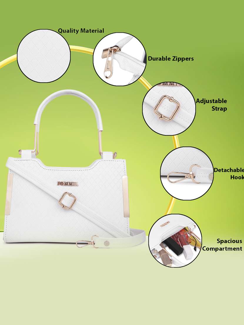 white textured handbag - 21060906 - Standard Image - 4