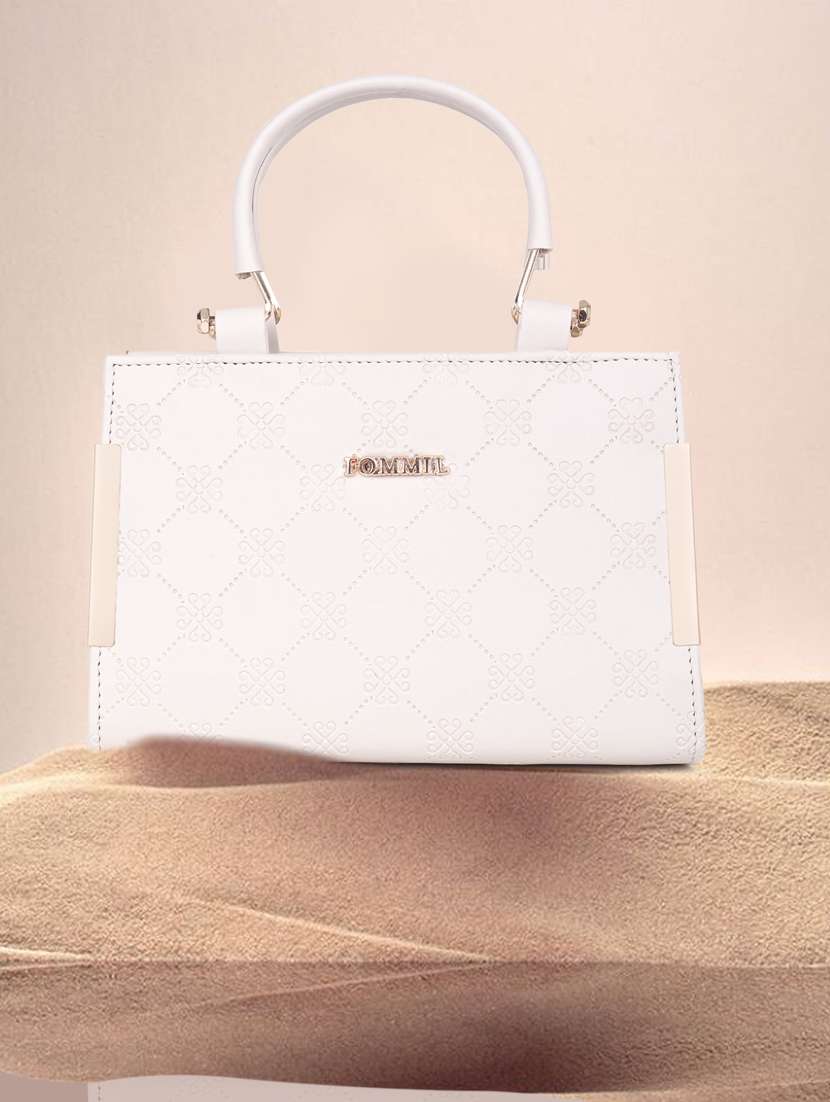 cream textured handbag