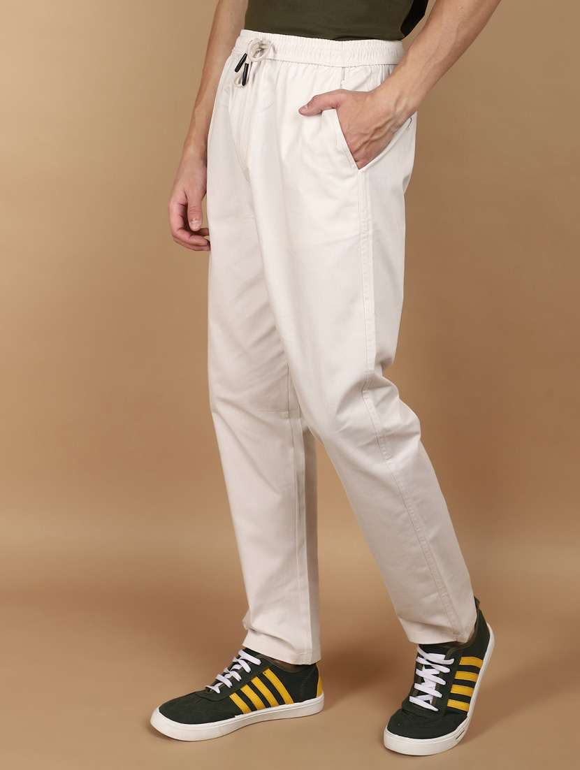 men solid cotton full length track pant - 21061619 -  Standard Image - 1