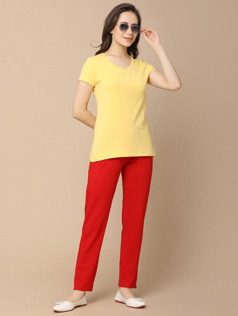 red cotton flat front trouser - 21061654 - Standard Image - 4