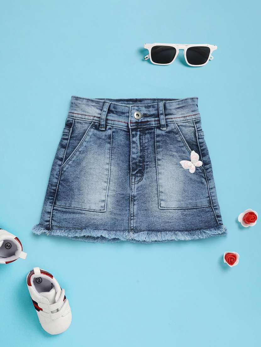 blue denim regular skirt