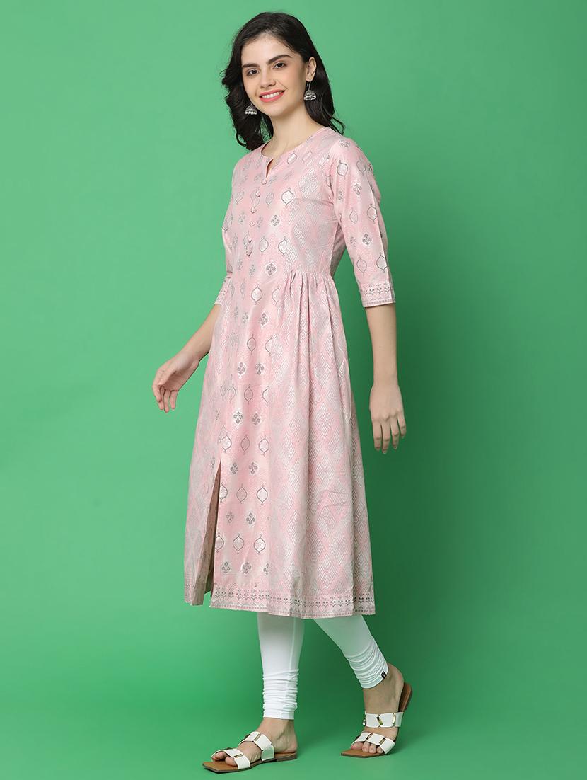 women three quarter sleeve flared kurta - 21061682 - Standard Image - 1