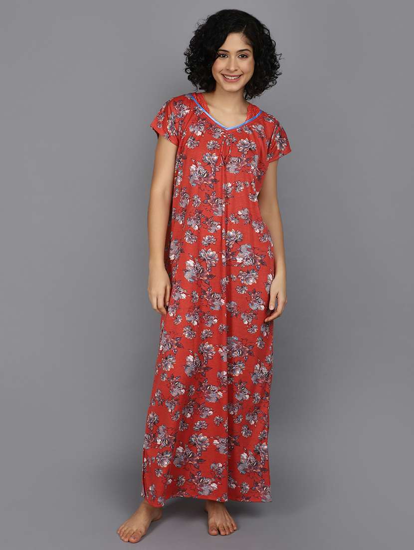women rust cotton nighty  - 21061702 -  Standard Image - 1