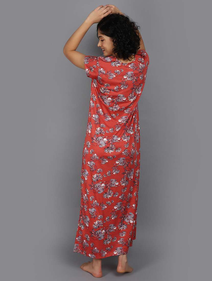 women rust cotton nighty  - 21061702 -  Standard Image - 4