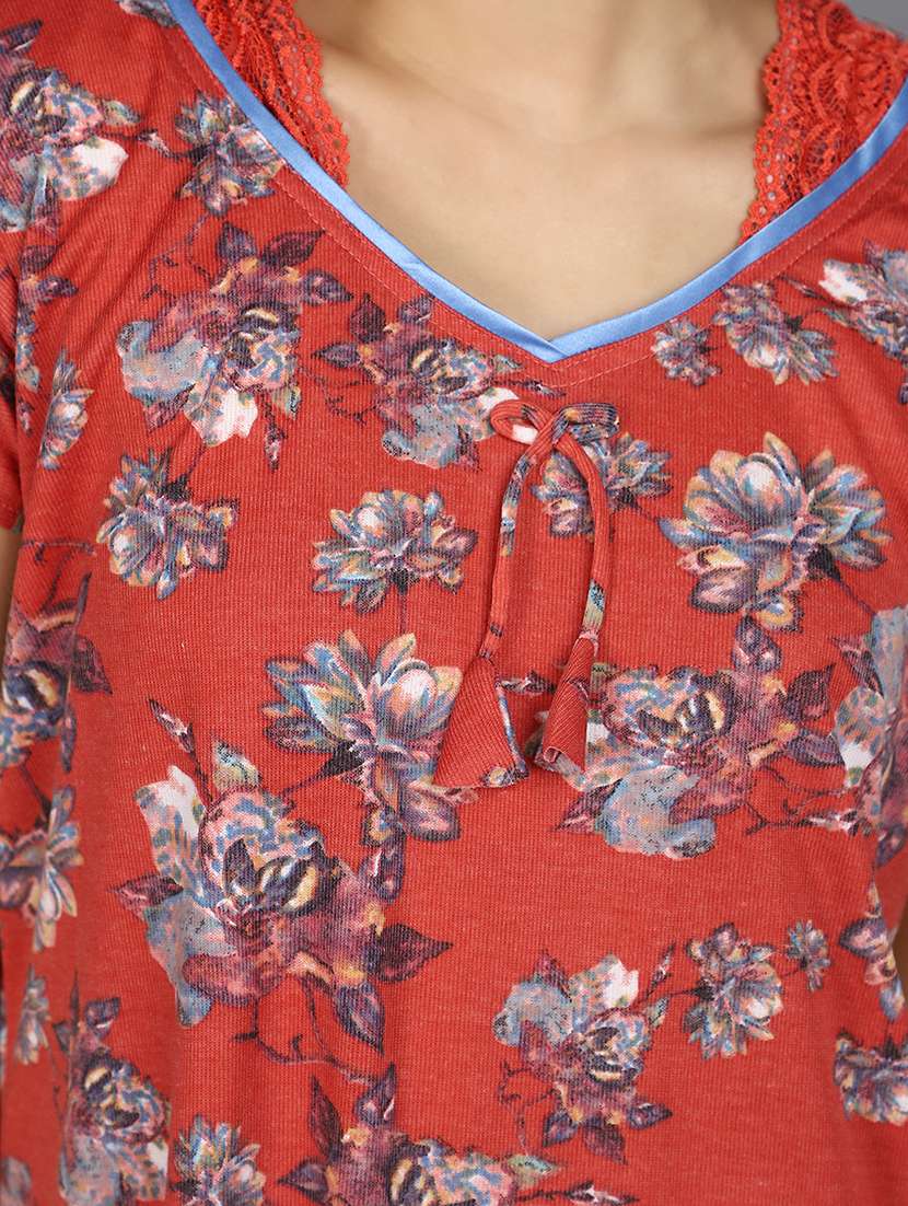 women rust cotton nighty  - 21061702 -  Standard Image - 6