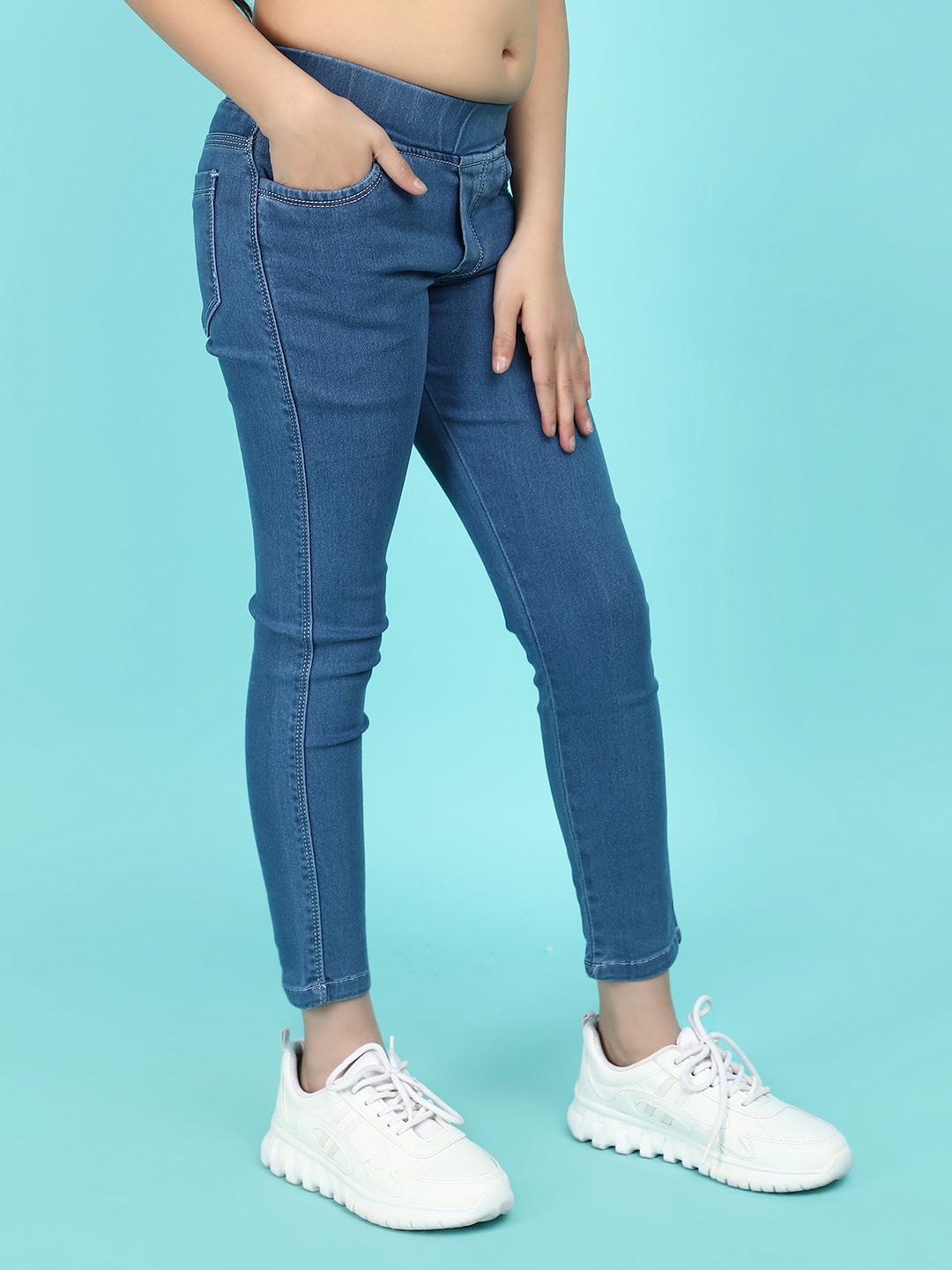 light blue cotton jegging - 21061757 - Standard Image - 1
