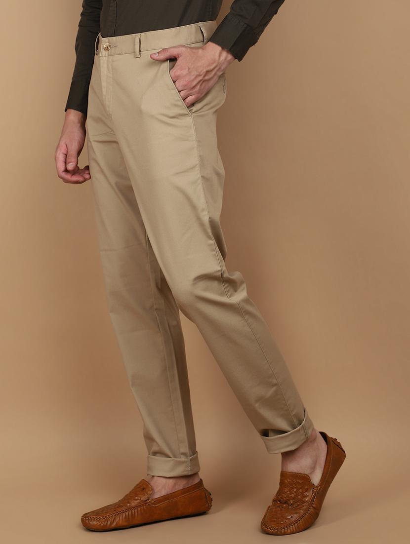 khaki cotton chinos casual trousers - 21061790 -  Standard Image - 1