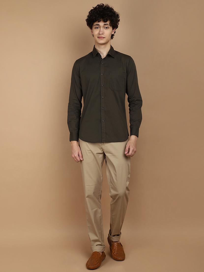 khaki cotton chinos casual trousers - 21061790 - Standard Image - 4
