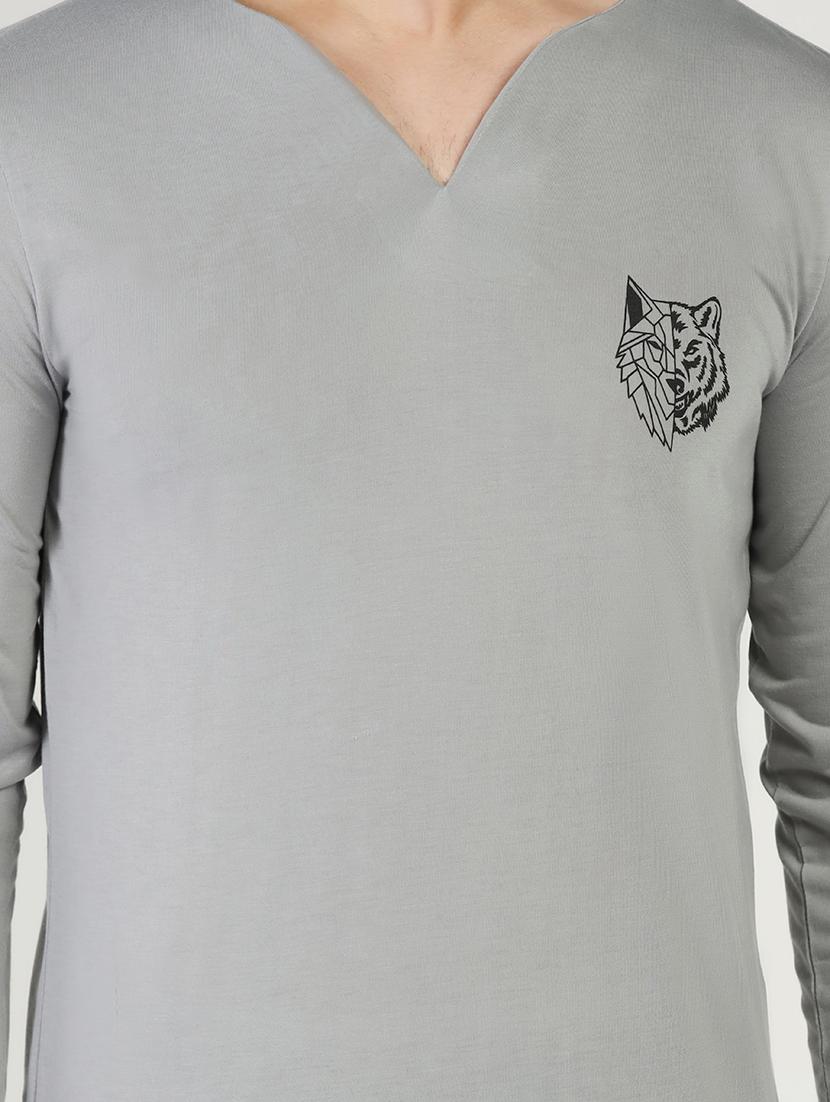 grey colored cotton blend plain t-shirt - 21062069 - Standard Image - 4