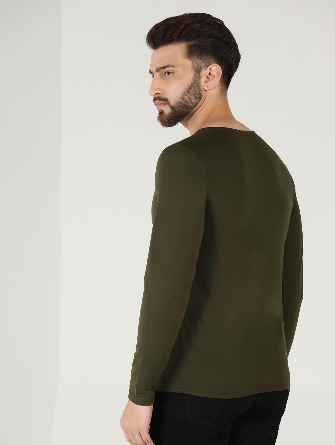 olive cotton blend plain t-shirt - 21062072 - Standard Image - 1