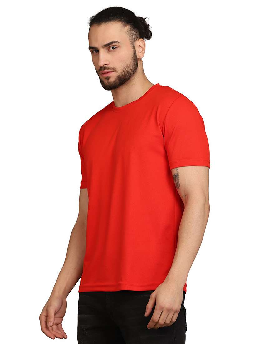 red cotton blend plain t-shirt - 21062092 -  Standard Image - 1