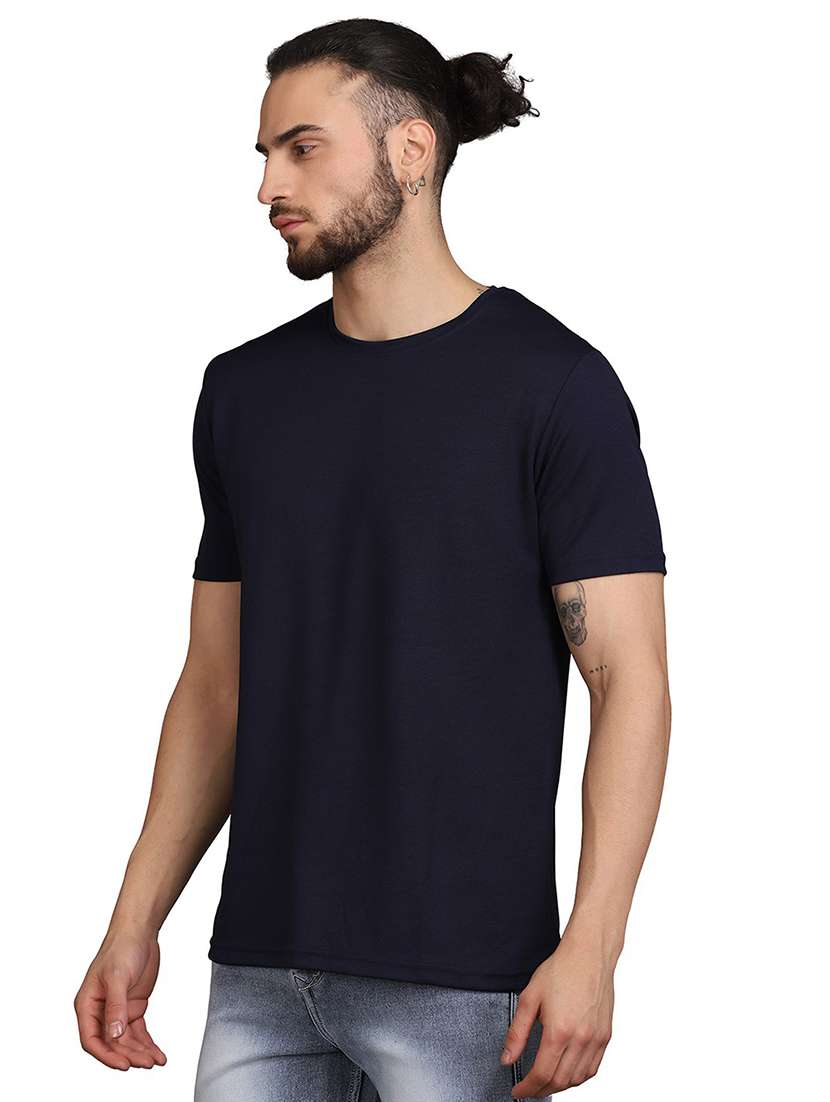 solid black round neck t-shirt - 21062102 -  Standard Image - 1