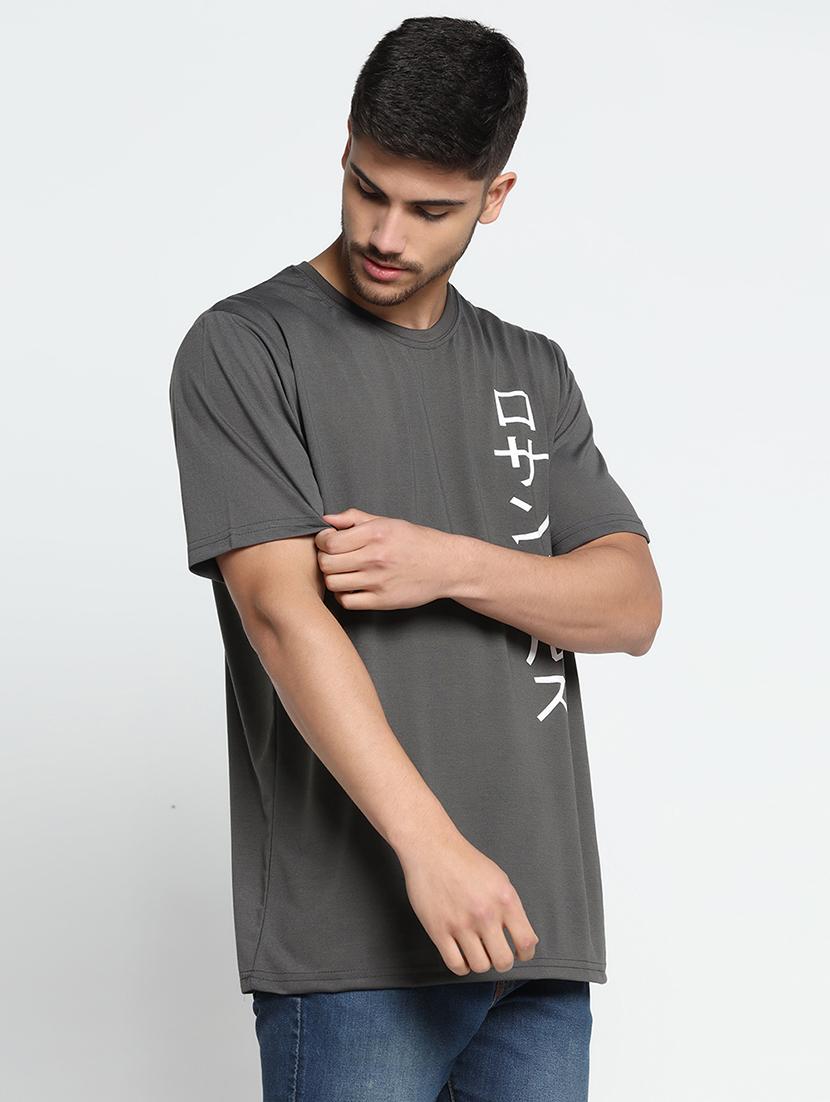 men round neck placement print t-shirt - 21062357 - Standard Image - 1