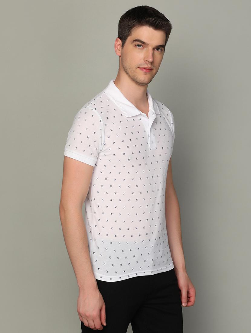 white printed casual polo t-shirt - 21062361 -  Standard Image - 1