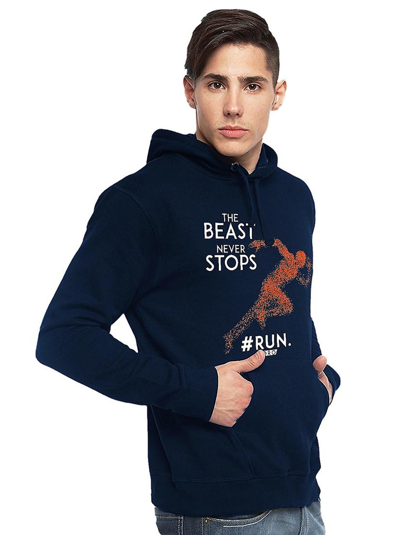 men hood neck front print sweatshirt - 21063195 -  Standard Image - 1