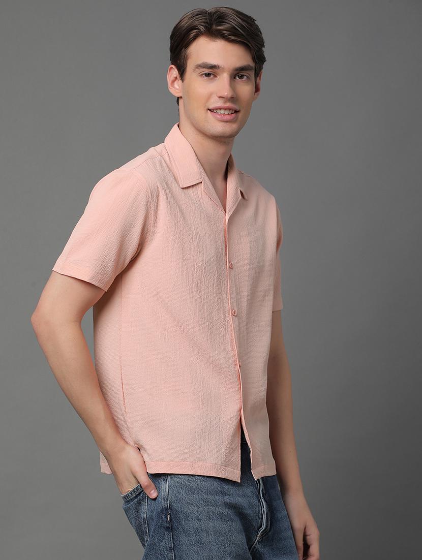 men short sleeved solid casual shirt - 21064062 - Standard Image - 1