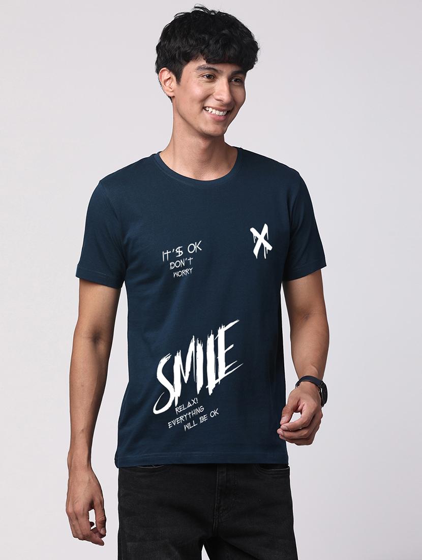 men round neck front print regular t-shirt - 21064964 - Standard Image - 1