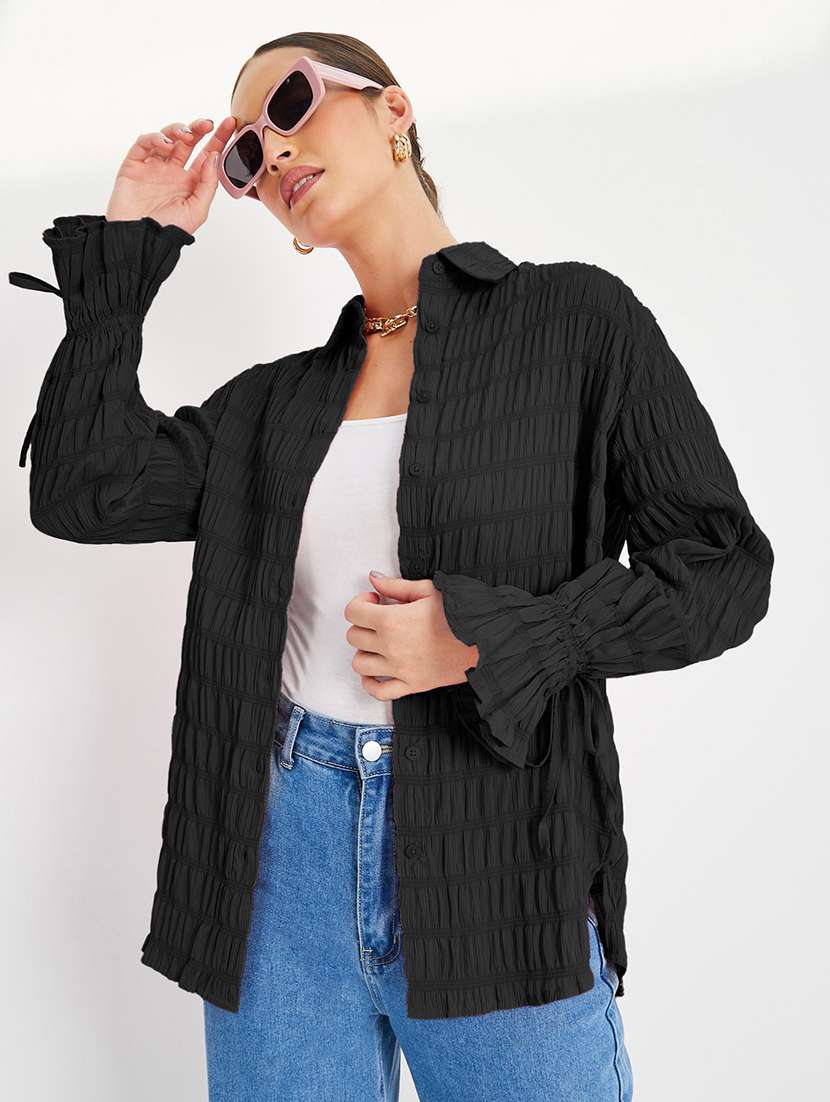 pink solid oversized shirt - 21066210 -  Standard Image - 1