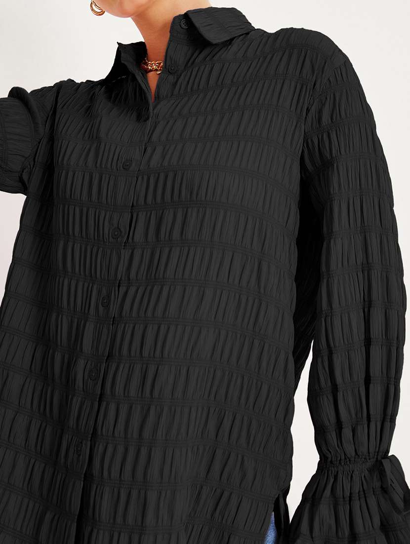 pink solid oversized shirt - 21066210 -  Standard Image - 4