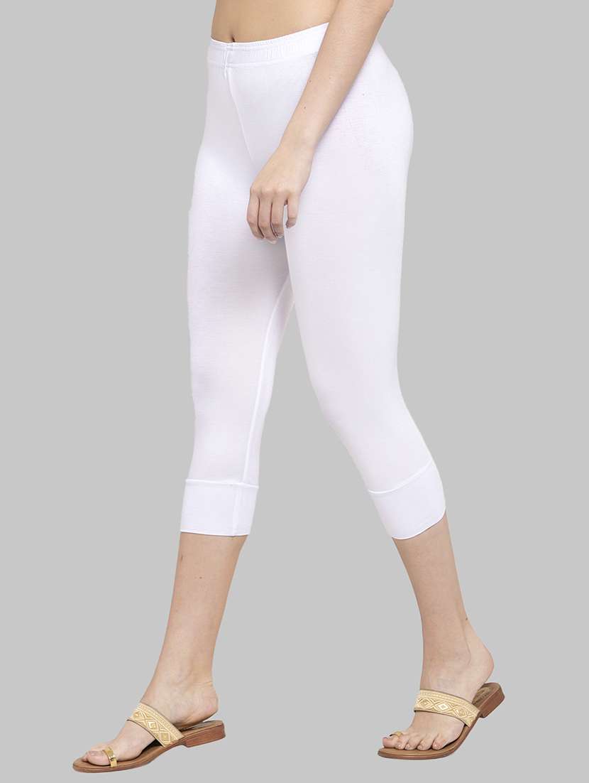 women solid white cotton capri - 21066795 -  Standard Image - 1