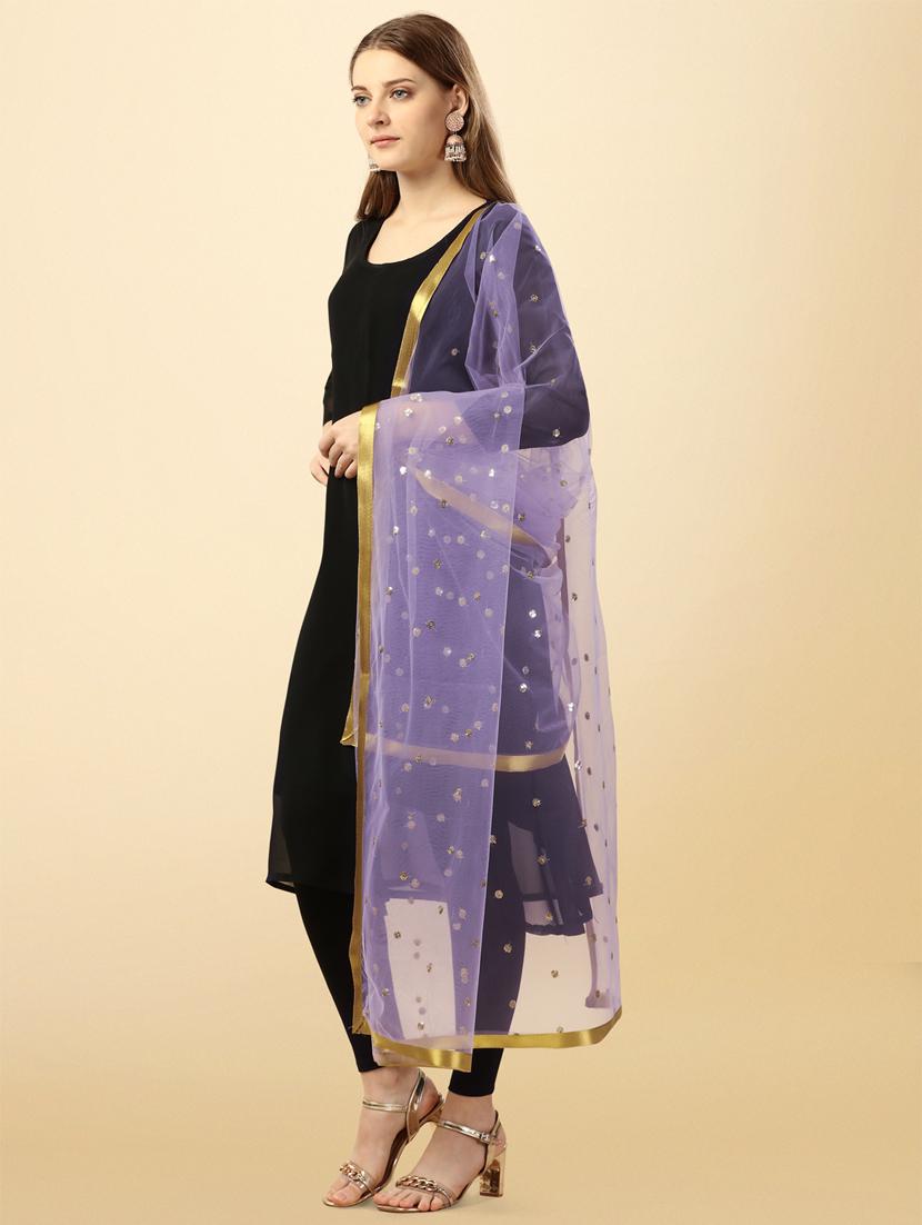 purple embroidered dupatta - 21067058 - Standard Image - 1