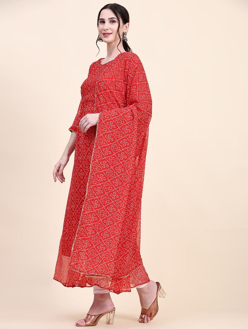 women three quarter sleeve kurta dupatta set - 21067136 - Standard Image - 1