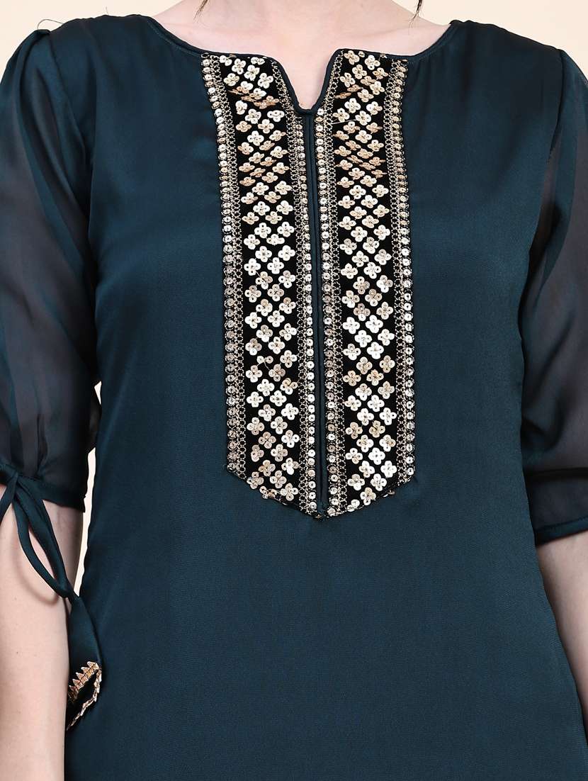 women puff sleeve kurta pant set - 21067141 -  Standard Image - 4