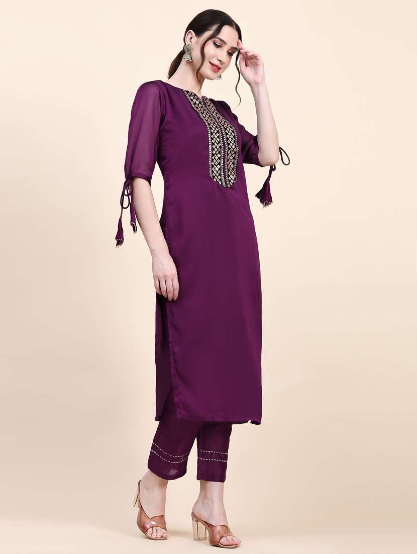women puff sleeve kurta pant set - 21067142 -  Standard Image - 1