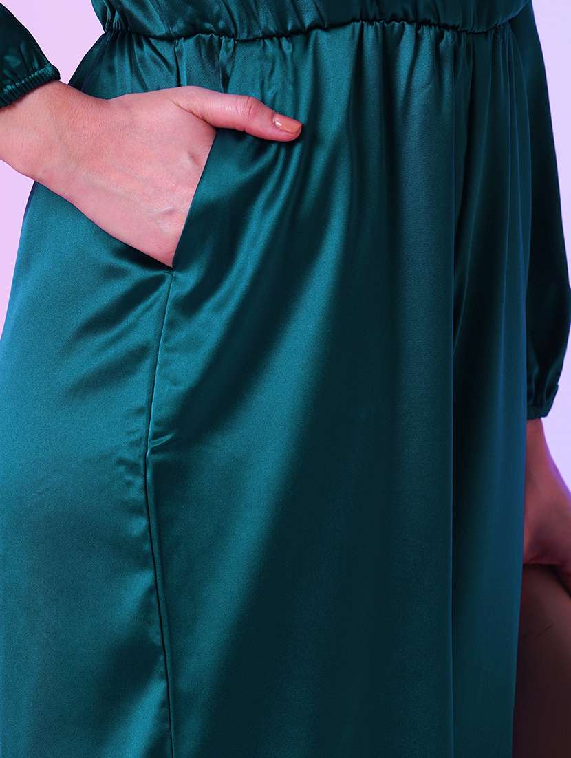 teal polyester full leg jumpsuit - 21067253 - Standard Image - 4