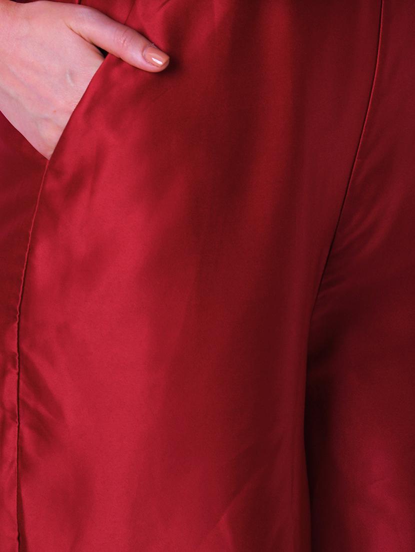 maroon polyester full leg jumpsuit - 21067256 - Standard Image - 4