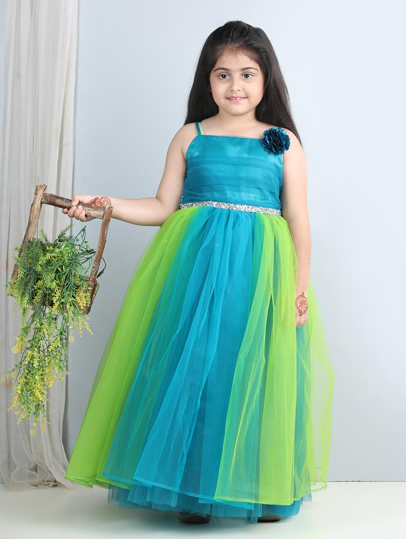 girls square neck net frocks - 21067320 -  Standard Image - 1