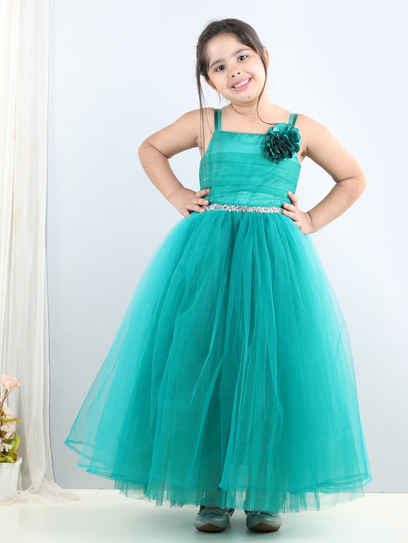 girls embellished net flare frock - 21067324 -  Standard Image - 1