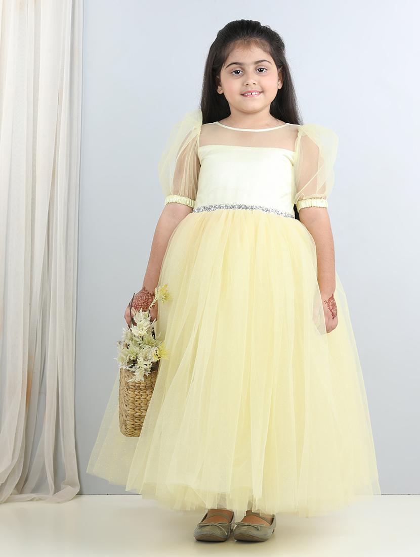 girls embellished net flare frock - 21067341 -  Standard Image - 1
