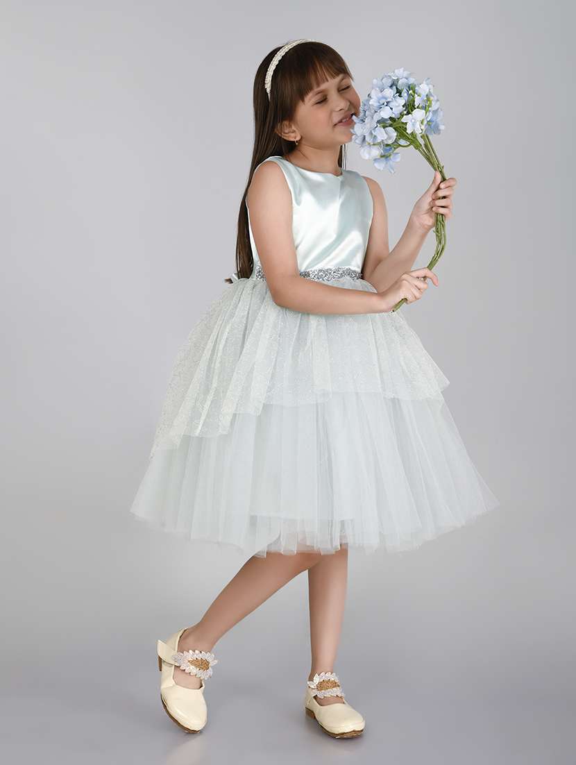 girls round neck net layered frock - 21067368 -  Standard Image - 1