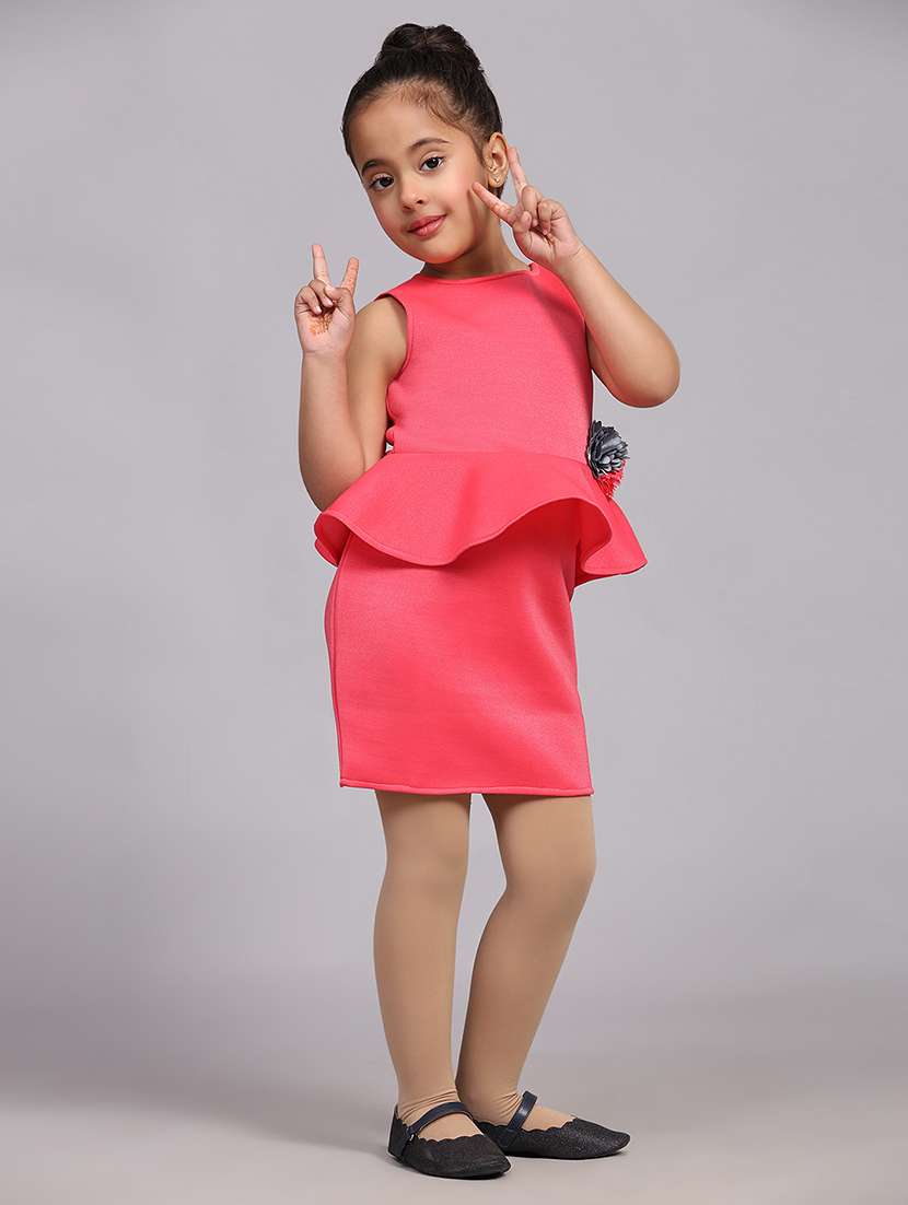 girls round neck solid frock - 21067448 -  Standard Image - 1