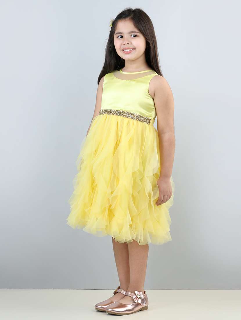 girls round neck net frocks - 21067481 -  Standard Image - 1