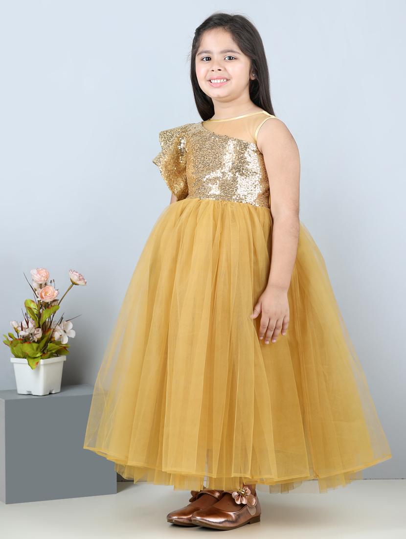 girls round neck net flare frock - 21067519 -  Standard Image - 1
