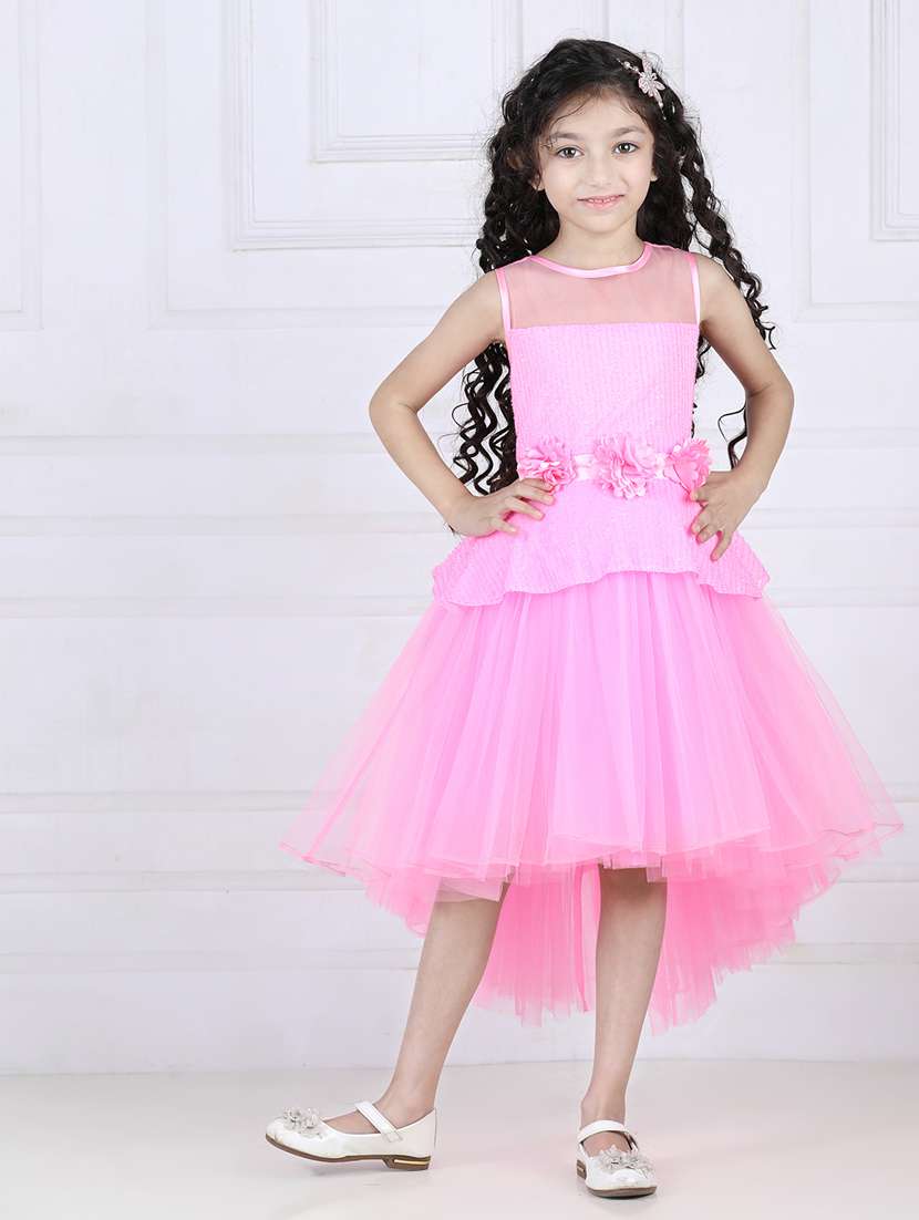 girls round neck net frock - 21067575 -  Standard Image - 1