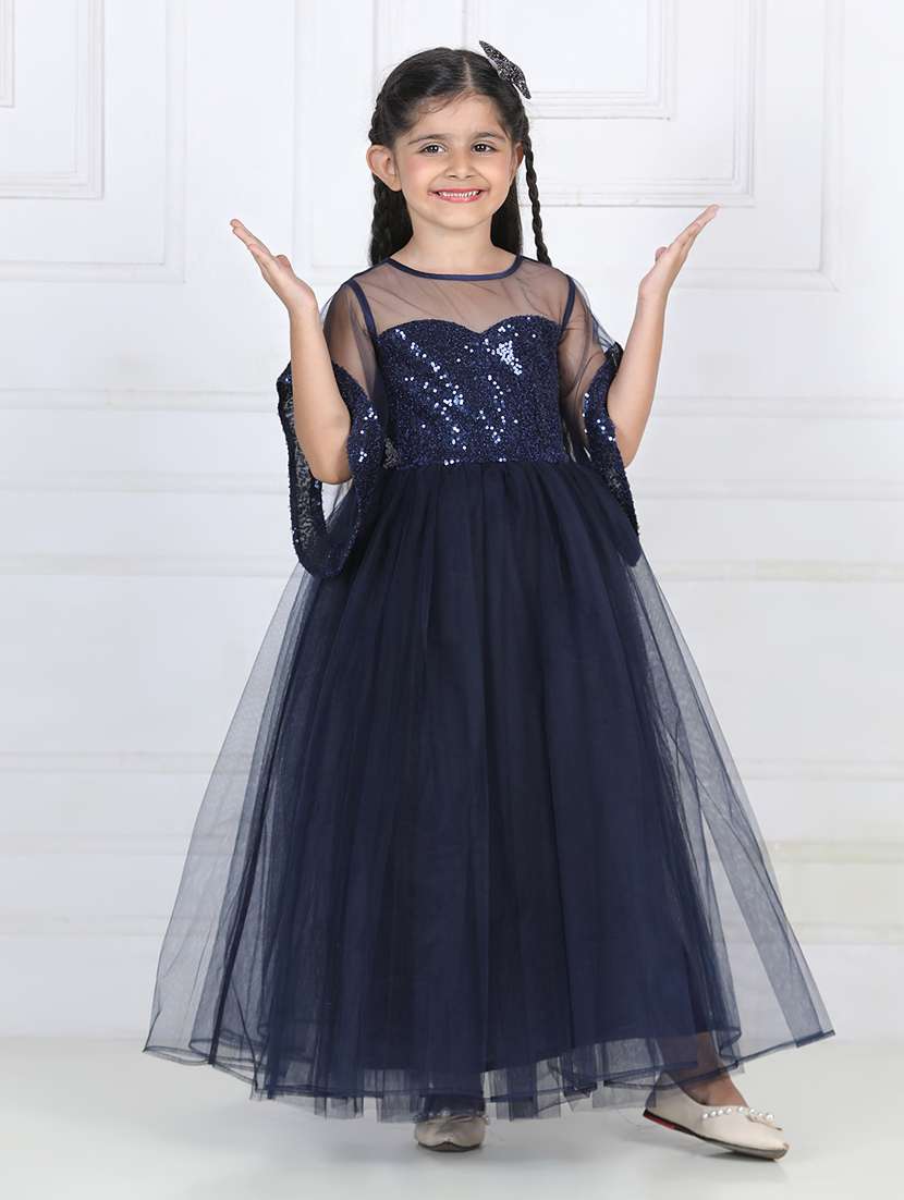 girls round neck net frocks - 21067678 -  Standard Image - 1