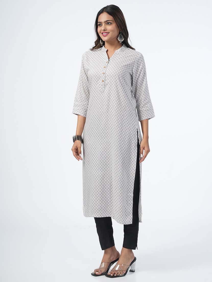 women three quarter sleeve straight kurta - 21067740 -  Standard Image - 1