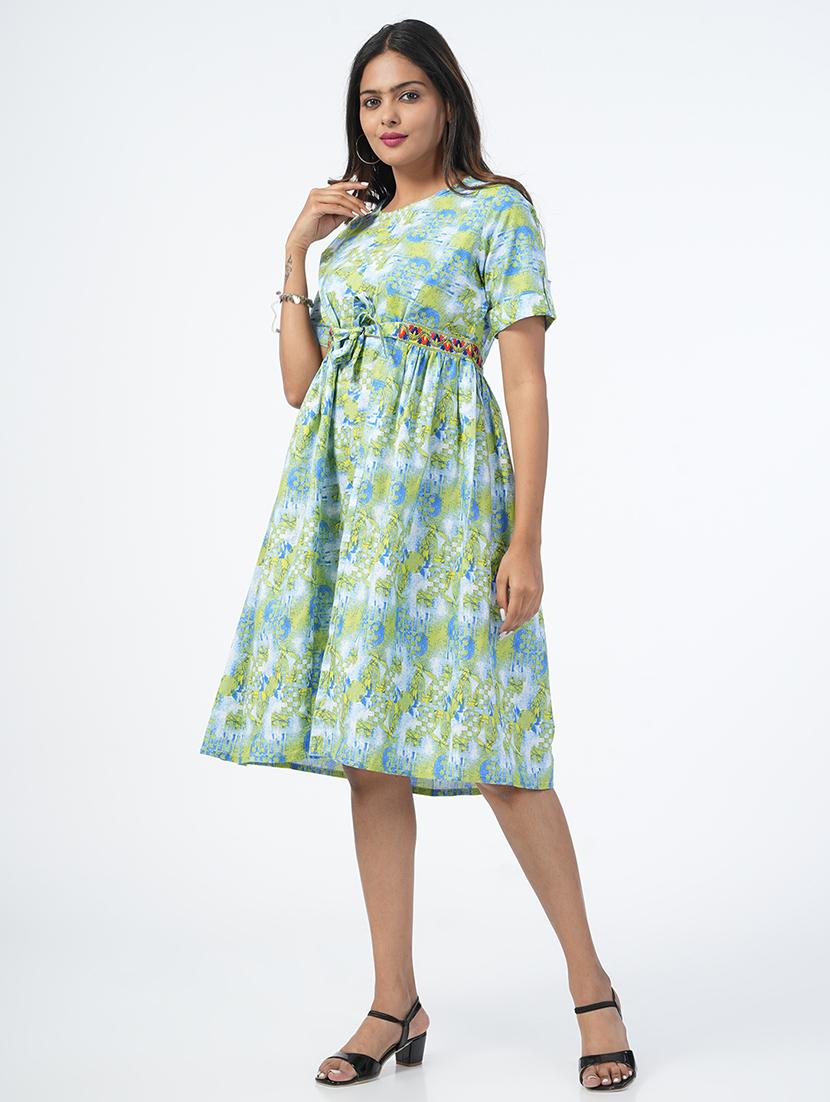 women printed short sleeve ethnic dress - 21067748 -  Standard Image - 1