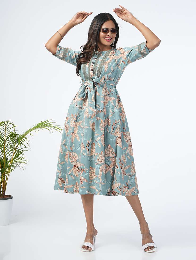 women tropical printed a-line ethnic dress - 21067750 -  Standard Image - 4