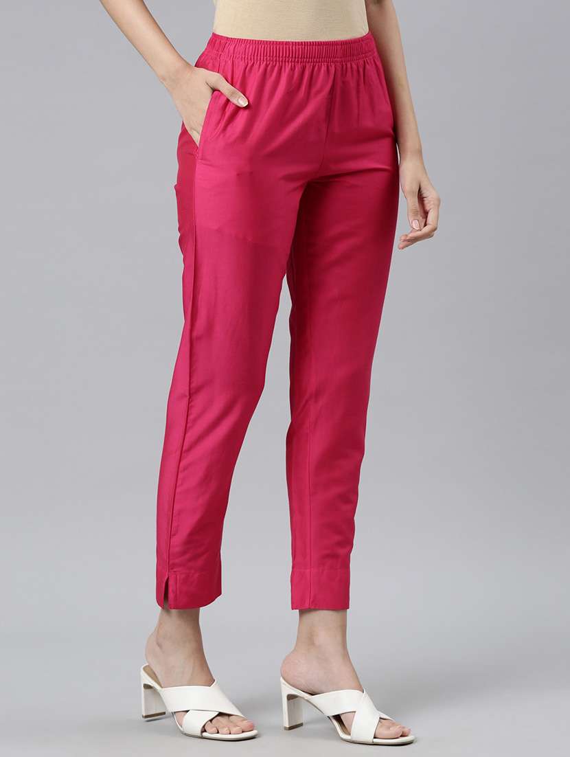 women solid mid rise ankle length tapered pant - 21067757 -  Standard Image - 1