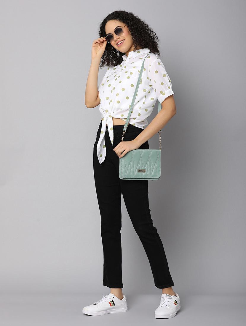 women white polka dots printed crop top - 21067781 - Standard Image - 4