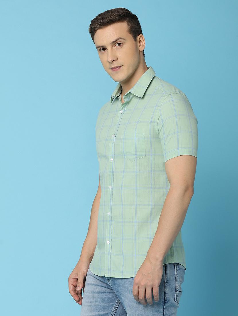 men green checks printed casual shirt - 21067807 -  Standard Image - 1
