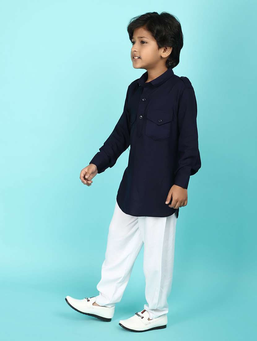 kids solid kurta pyjama set - 21068013 -  Standard Image - 1
