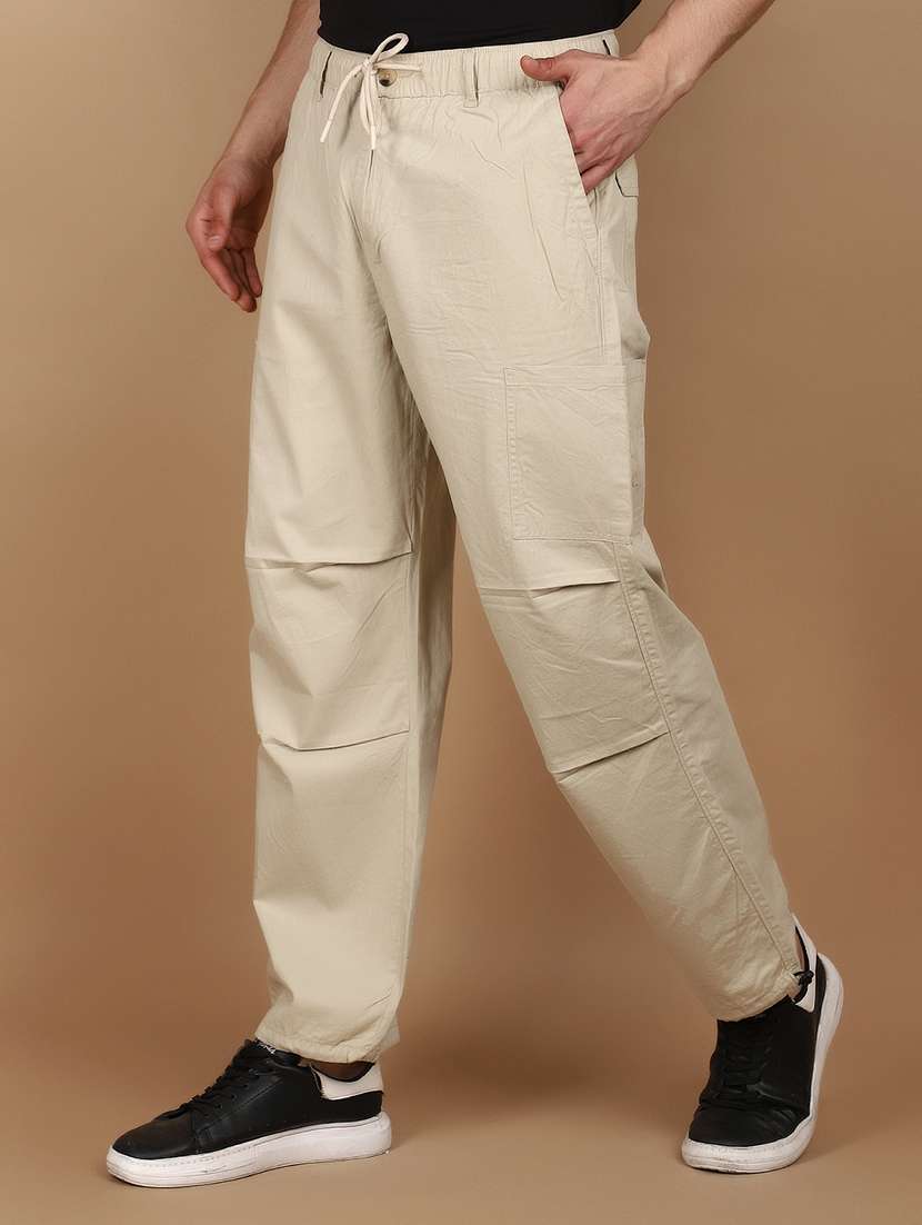 beige cotton parachute casual trousers - 21068145 -  Standard Image - 1