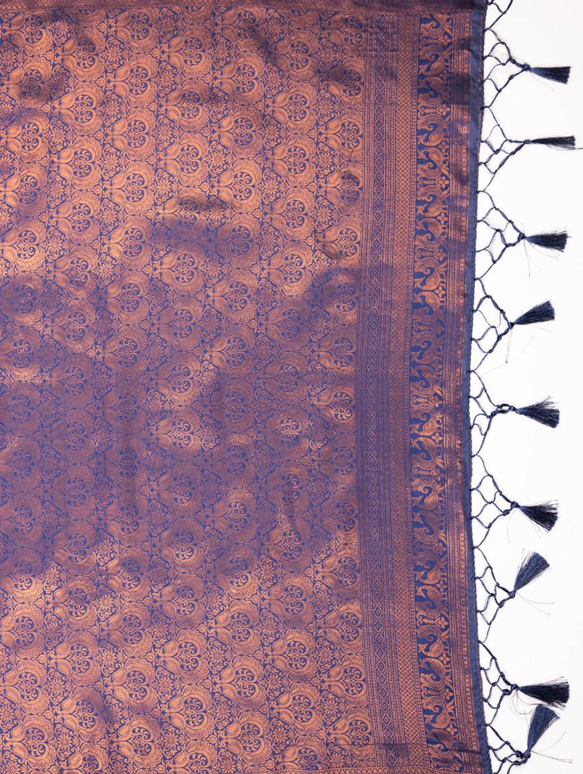 women floral printed bordered saree with blouse - 21068390 - Standard Image - 4